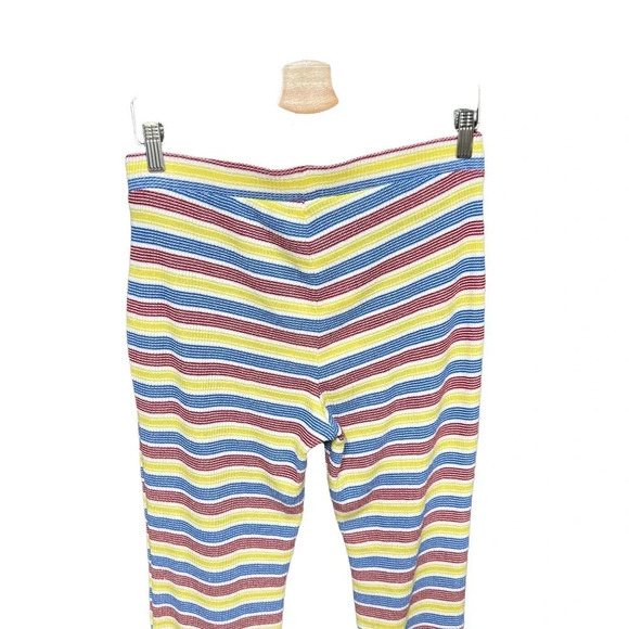 Zara Rib Texture Striped Pull On Flared Bell Bottom Pants Multicolor Size Large - Picture 6 of 12